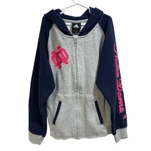 Adidas Kids Gray and Navy  Embroidered Pink Notre Dame Hoodie Size Large